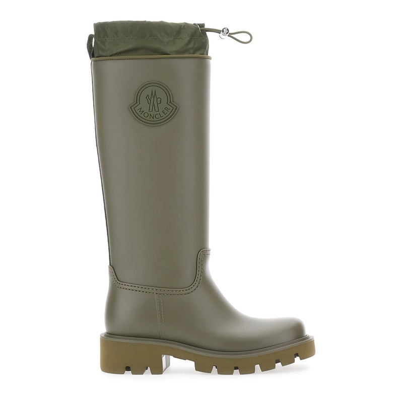 ‘Kickstream’ Green Rain Boots with Embossed Logo on the Side and Pull-Tab with Logo Lettering in Tech Fabric Woman
