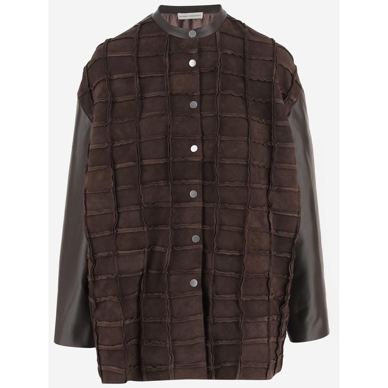 Leather Jacket with Square Pattern