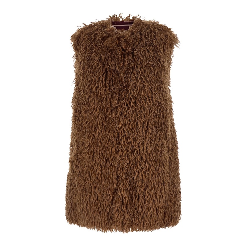 ‘Monny’ Brown Vest with Open Front in Faux Fur Woman
