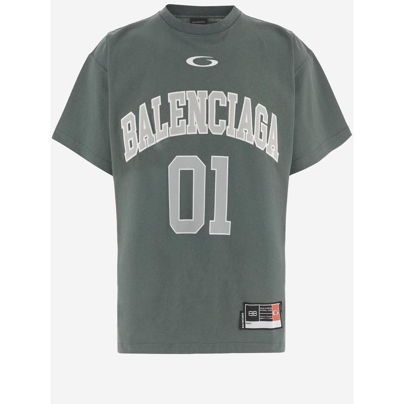 Oversized Cotton T-Shirt with Basketball Motif