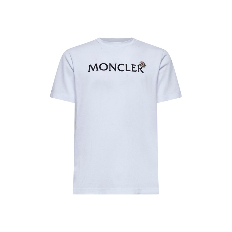 White flocked logo T-shirt|S|M|L|XL|XXL