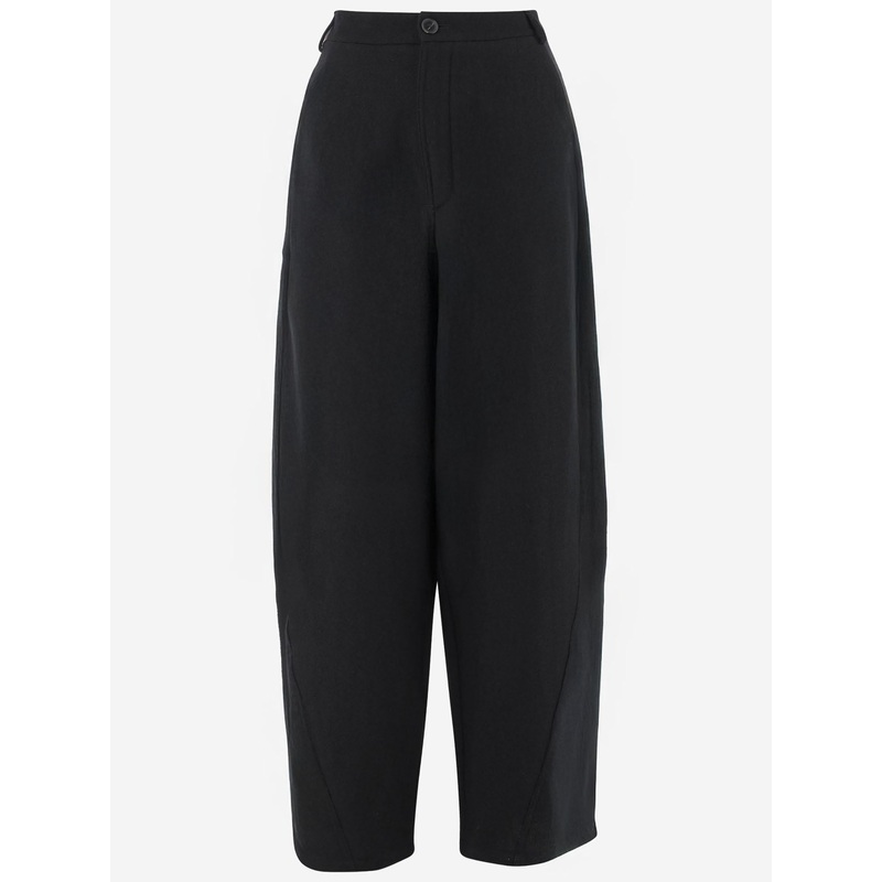 Wide-Leg Wool Trousers|Black|40|38
