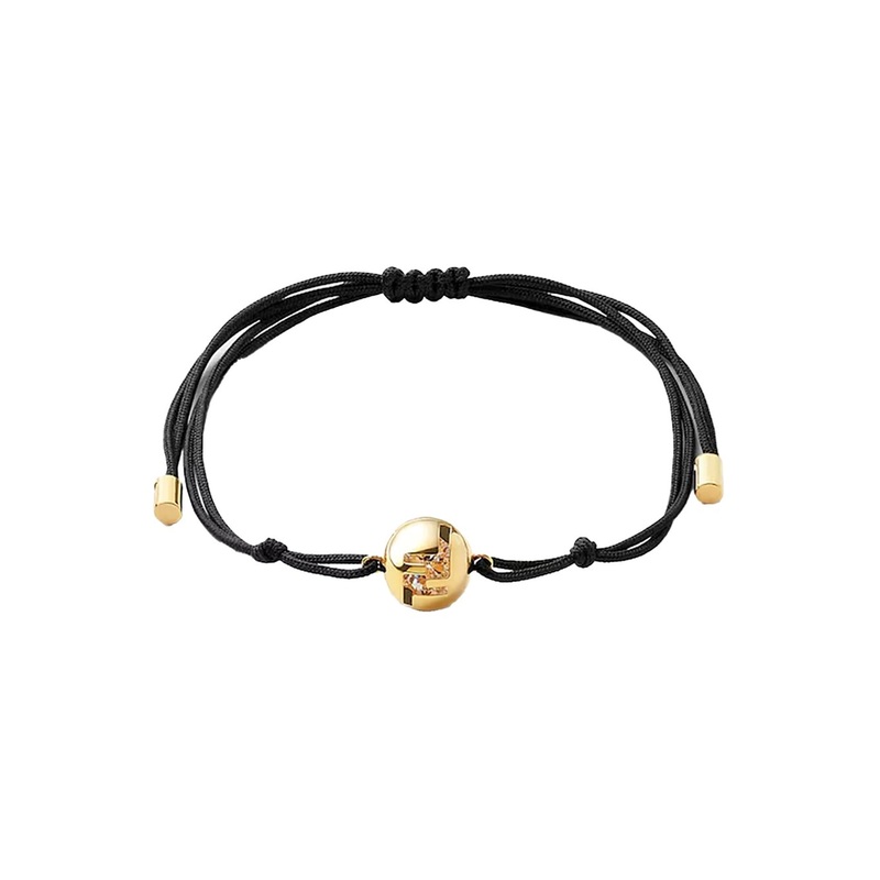 Black Bracelet with Metallic F on the Front in Bronze Woman