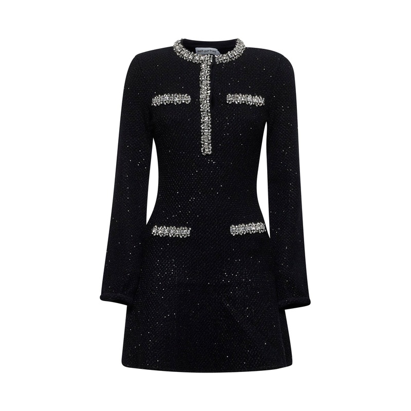 Black sequin knit mini dress|XS|S|M