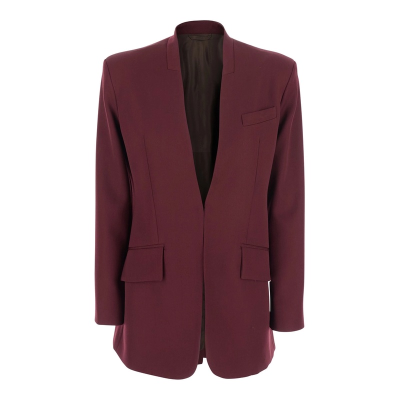 Bordeaux Jacket with Deep Neckline and Straps in Wool Woman