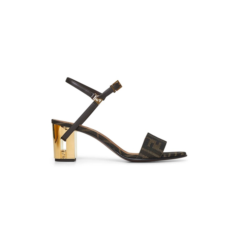 Brown FF jacquard Delfina sandals