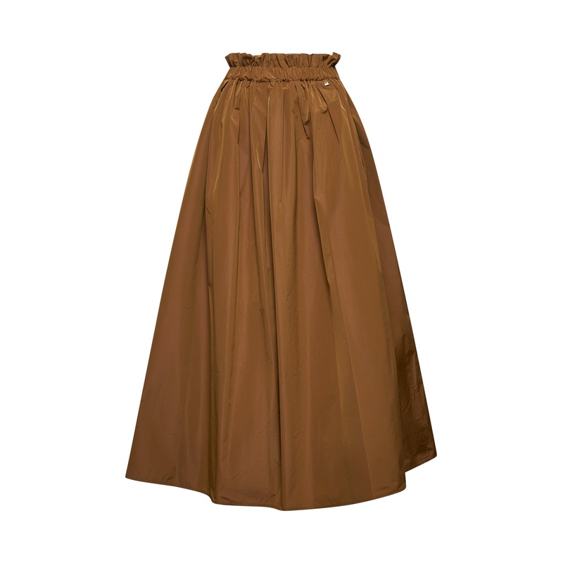Camel new techno taffeta flared skirt
