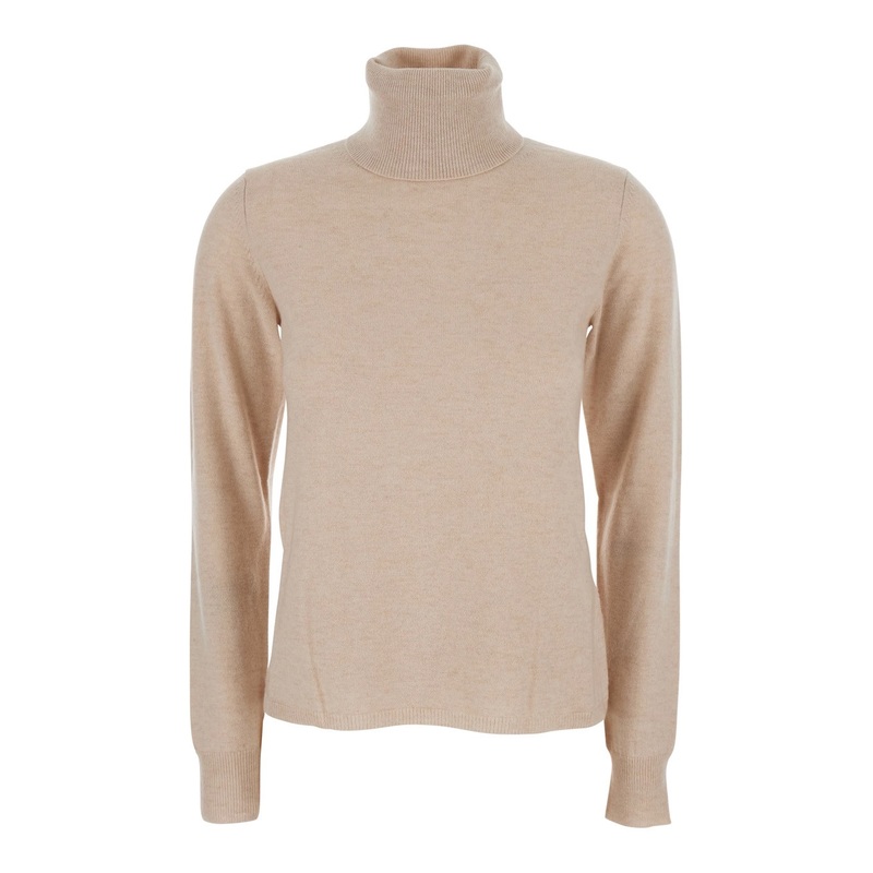 ‘Educata’ Beige Sweater with Turtleneck in Wool Woman