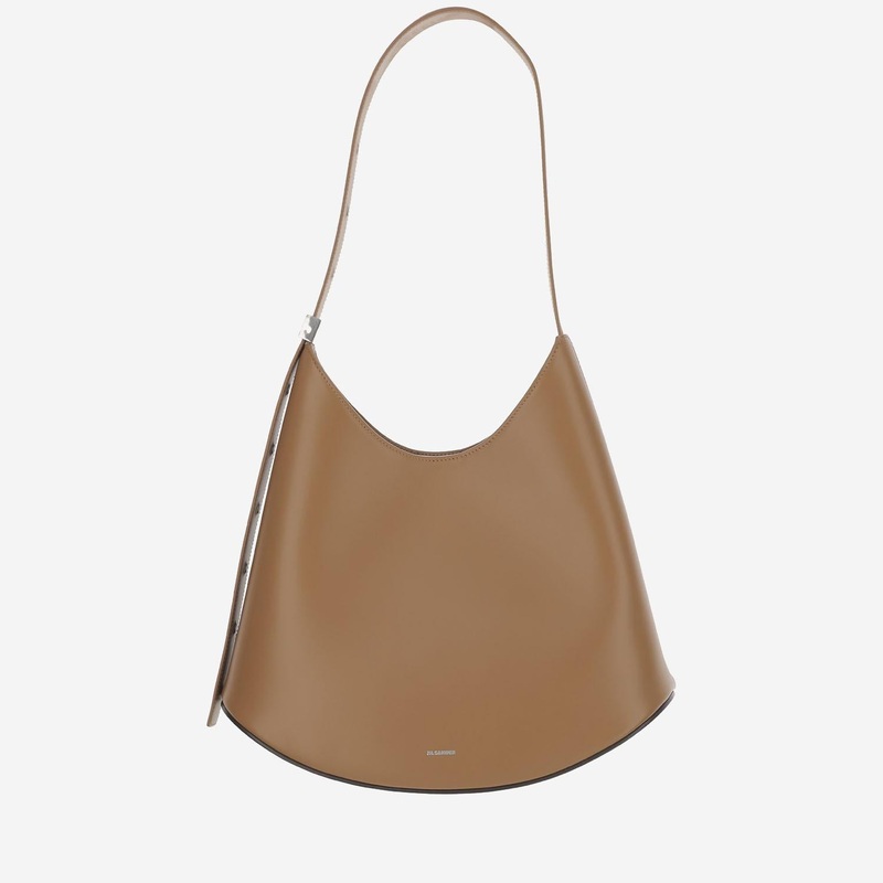 Medium Leather Shoulder Bag|Brown|One Size
