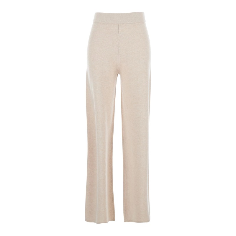 ‘Mortitz’ Beige Trousers with Elastic Waist in Wool Blend Woman