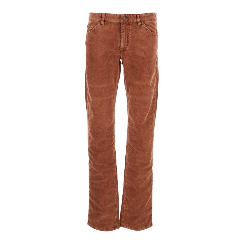 Orange Trousers with Belt Loops and Back Logo Patch in Corduroy Woman