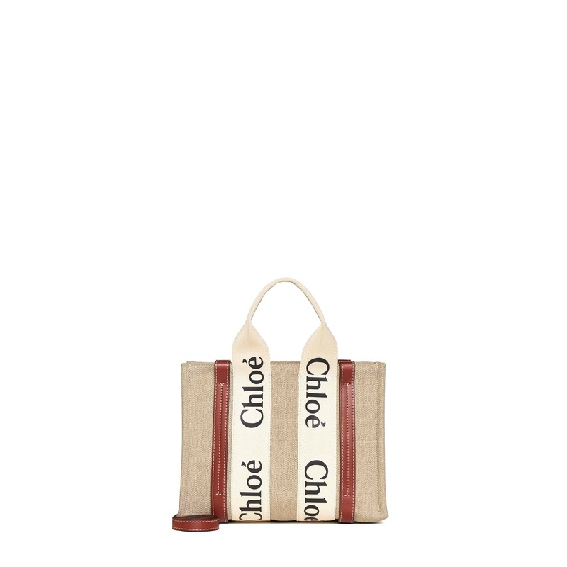 Small Woody Linen Tote|Beige|PZ