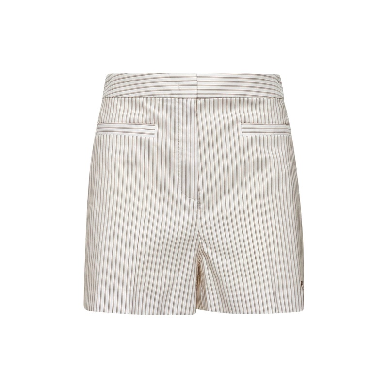 White striped cotton and silk shorts