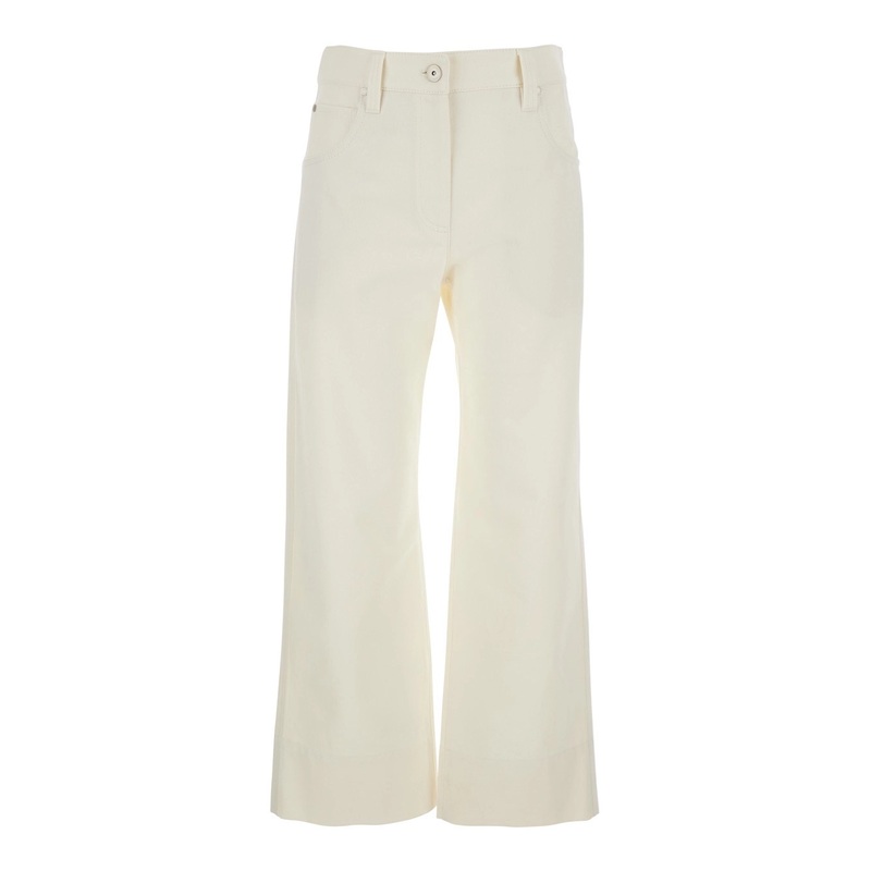 White Trousers with Back Jewel Detail in Cotton Blend Woman