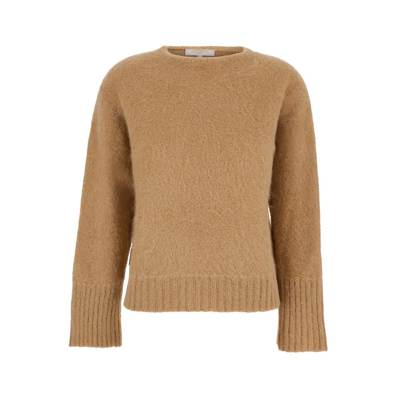 ‘Adriano’ Beige Sweater with Brushed-Effect in Wool Blend Woman