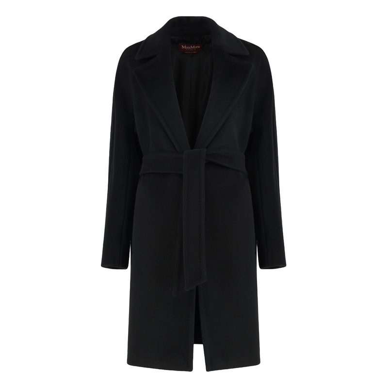 Beaver Wool Midi Robe Coat|Black|46|38|40|44
