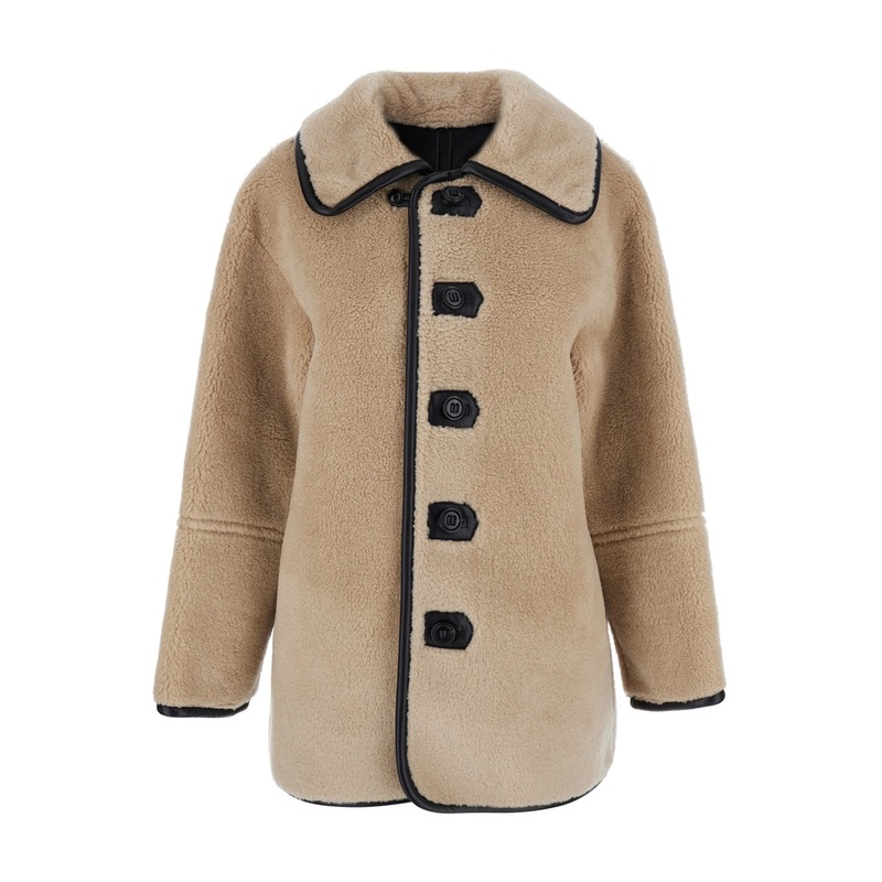 Beige Jacket with Reversible Design in Faux Fur Woman