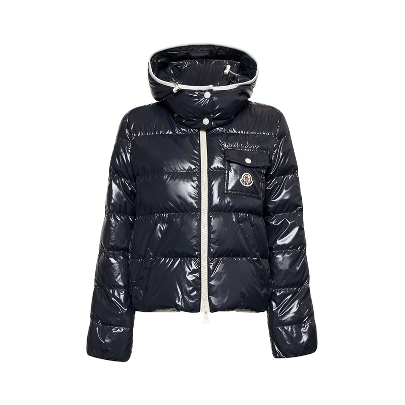 Blue Andro short hooded down jacket