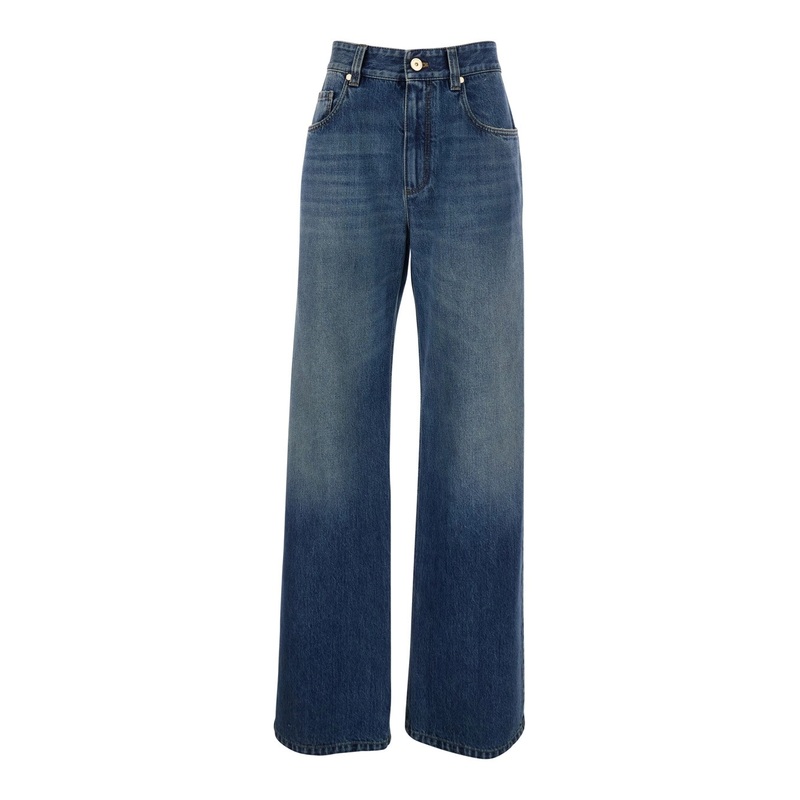 Blue Jeans with Logo Patch on the Rear and Monil Detail on the Loop in Denim Woman