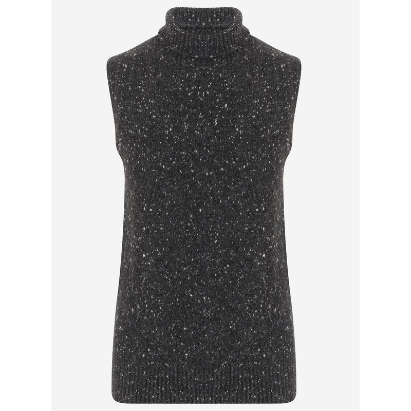 Cashmere High Neck Top|Grey|XS|S