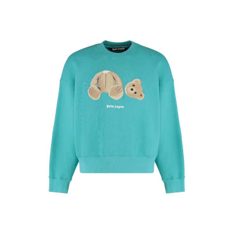 Crew Neck Cotton Sweatshirt with Patch Bear