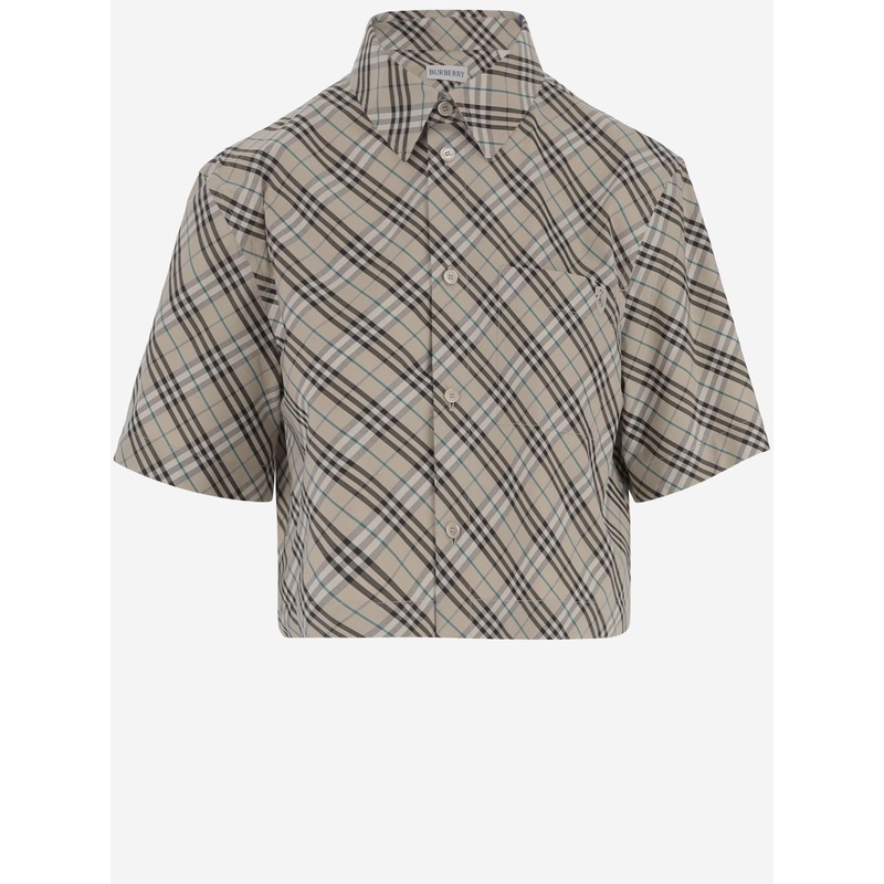 Cropped Cotton Check Shirt|Multicolor|6