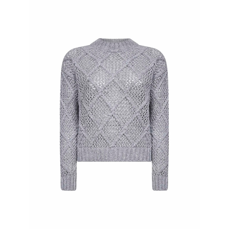 Grey Sequin Wool Blend Sweater