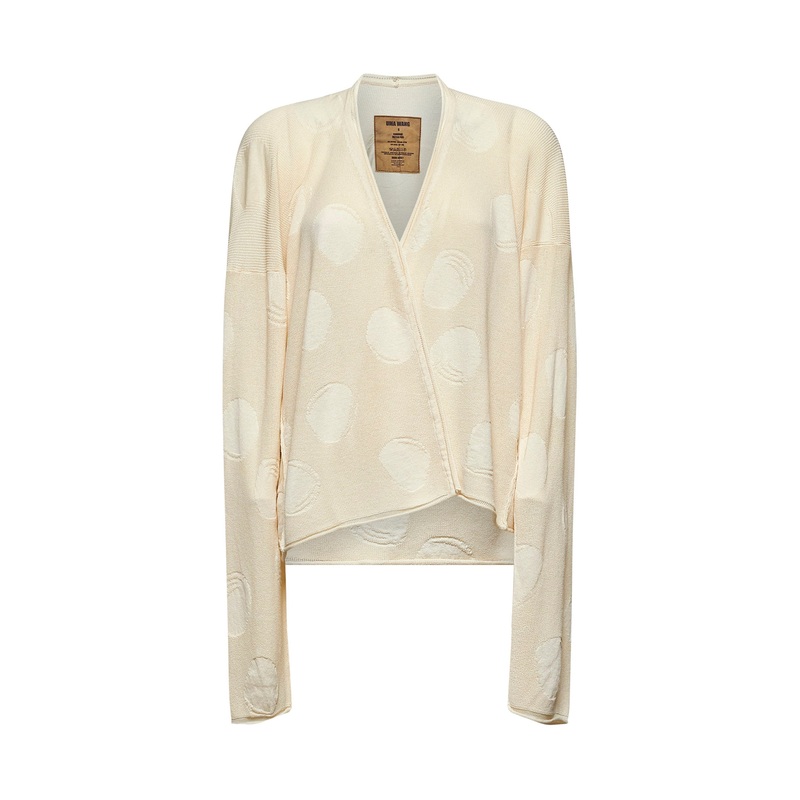 Ivory polka dot cotton and silk cardigan