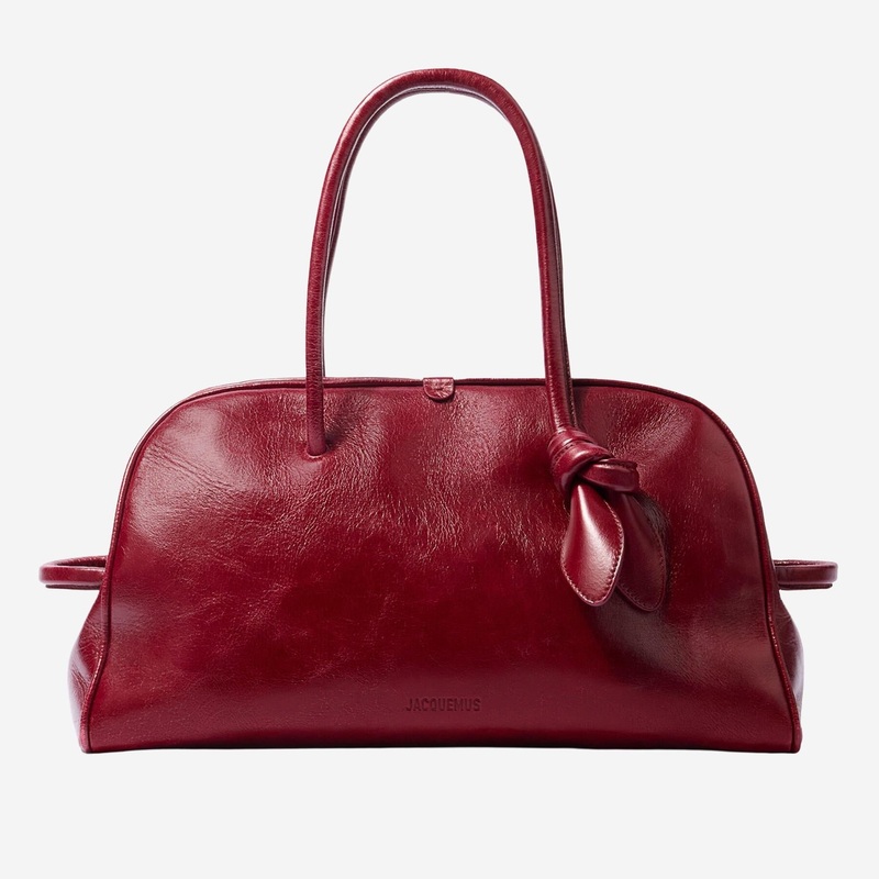 Leather Bowling Bag in Vivid Red