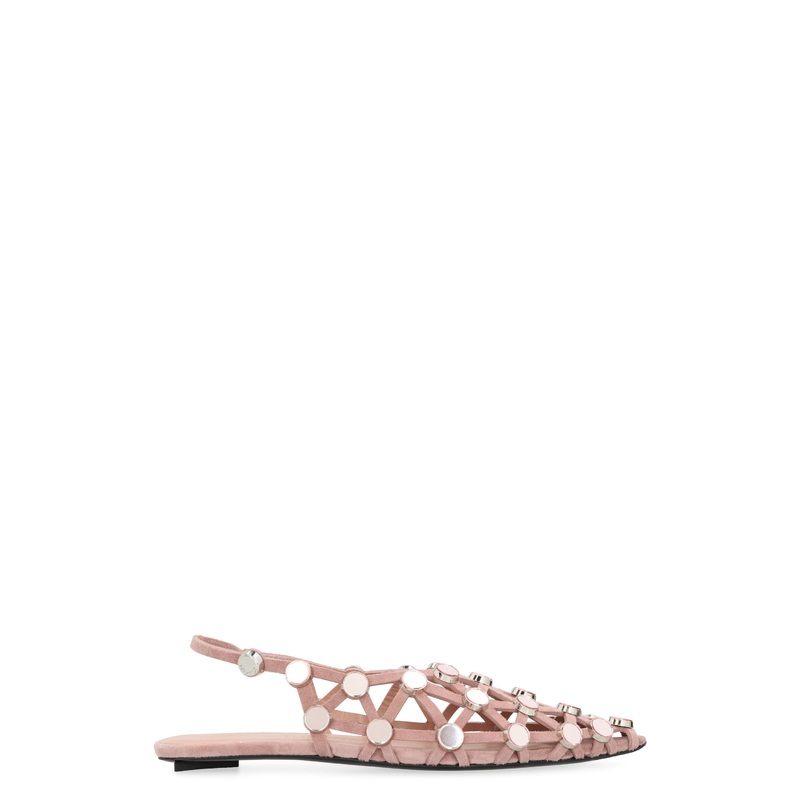 Suede Ballet Flats with Decorative Studs