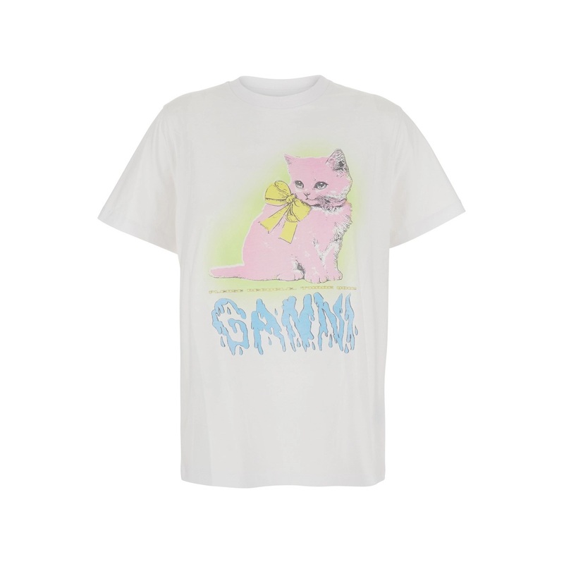 White Crewneck T-Shirt with Maxi Logo on the Front in Cotton Jersey Woman