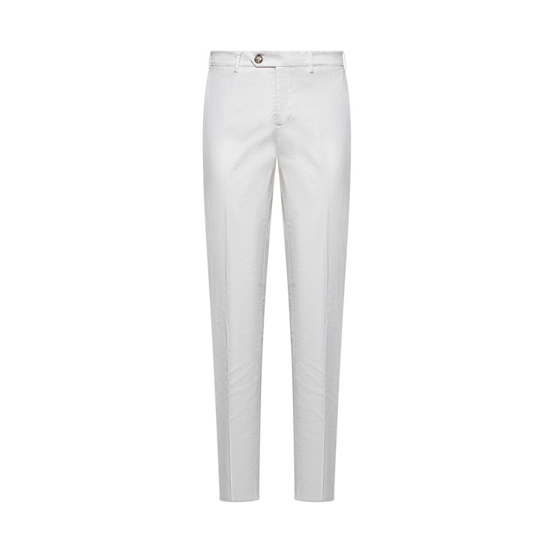 White gabardine italian fit trousers