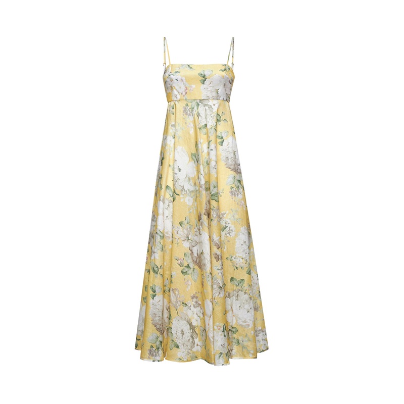 Yellow linen Acacia midi dress