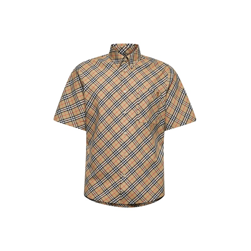 Beige Check cotton shirt<BR/>|XS|S|M|L|XL