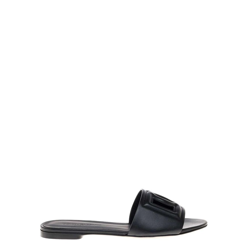 Black Leather Mules with Logo|IT 36|IT 37|IT 37&|189;|IT 38|IT 38&|189;|IT 39|IT 39&|189;|IT 40|IT 41