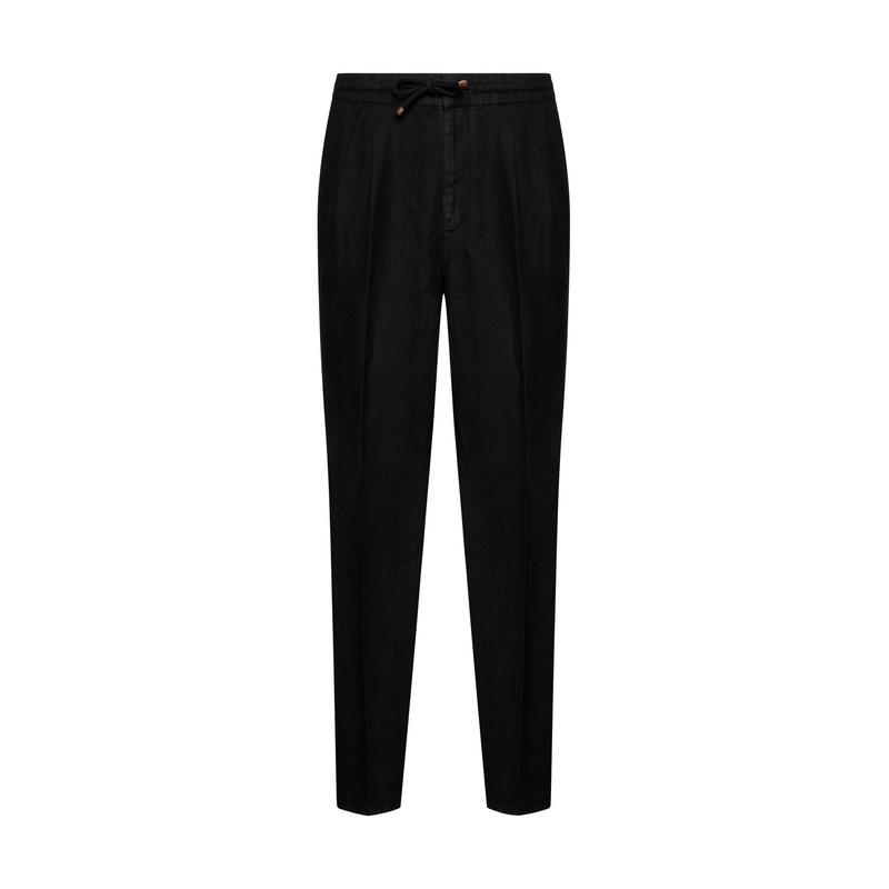 Black linen leisure fit trousers
