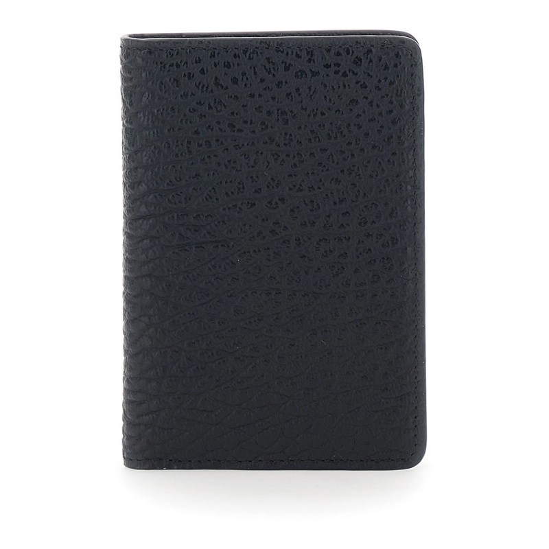 Black Wallet with Four Rear Stitchings in Leather Woman