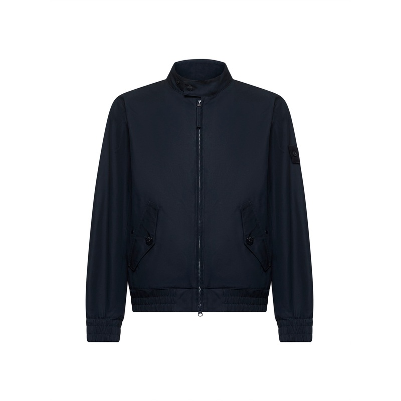 Blue cotton canvas bomber jacket