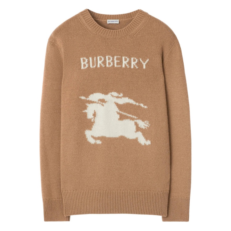 Camel Wool-Cashmere Crewneck Sweater