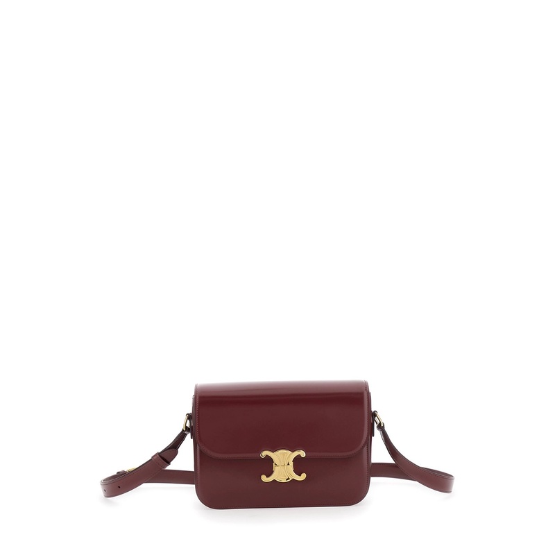‘Classique’ Bordeaux Crossbody Bag with Triomphe Plaque on the Front in Leather Woman