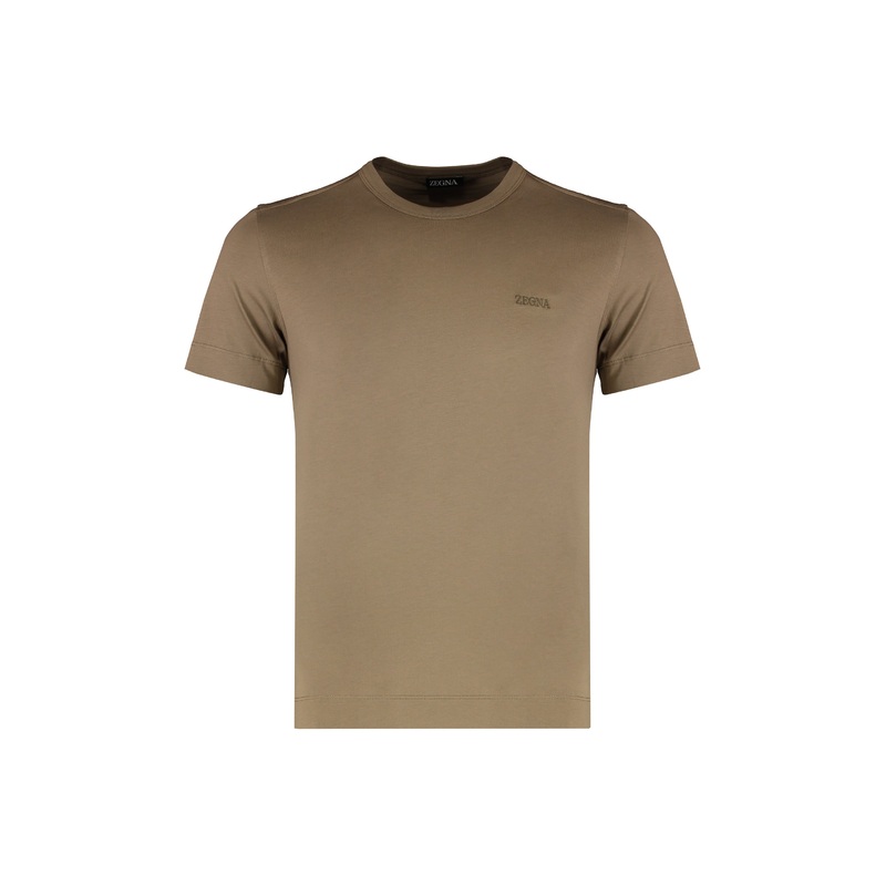 Cotton Crew-Neck T-Shirt|Mud|46|50