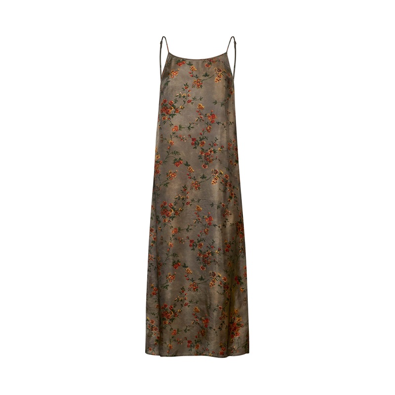 Green printed twill Anya dress