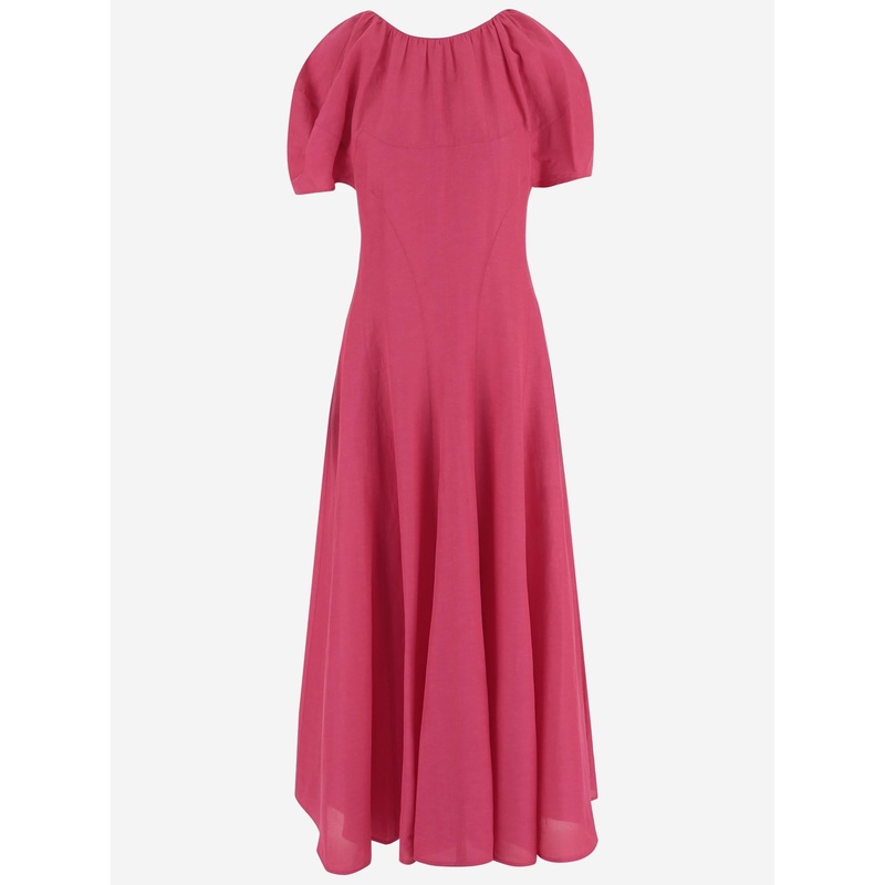 Linen and Viscose Dress|Pink|4|6