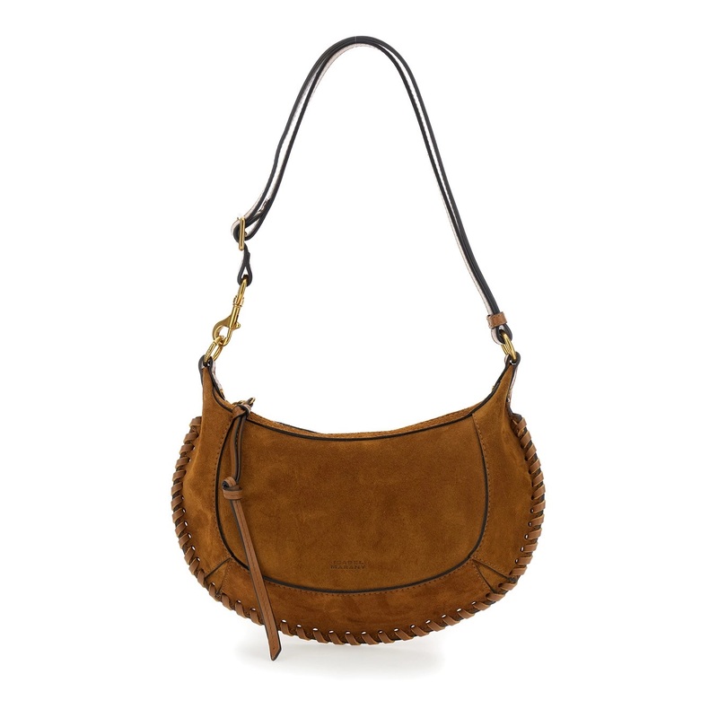 ‘Oskan Moon’ Brown Crossbody Bag with Front Logo Print in Suede Woman