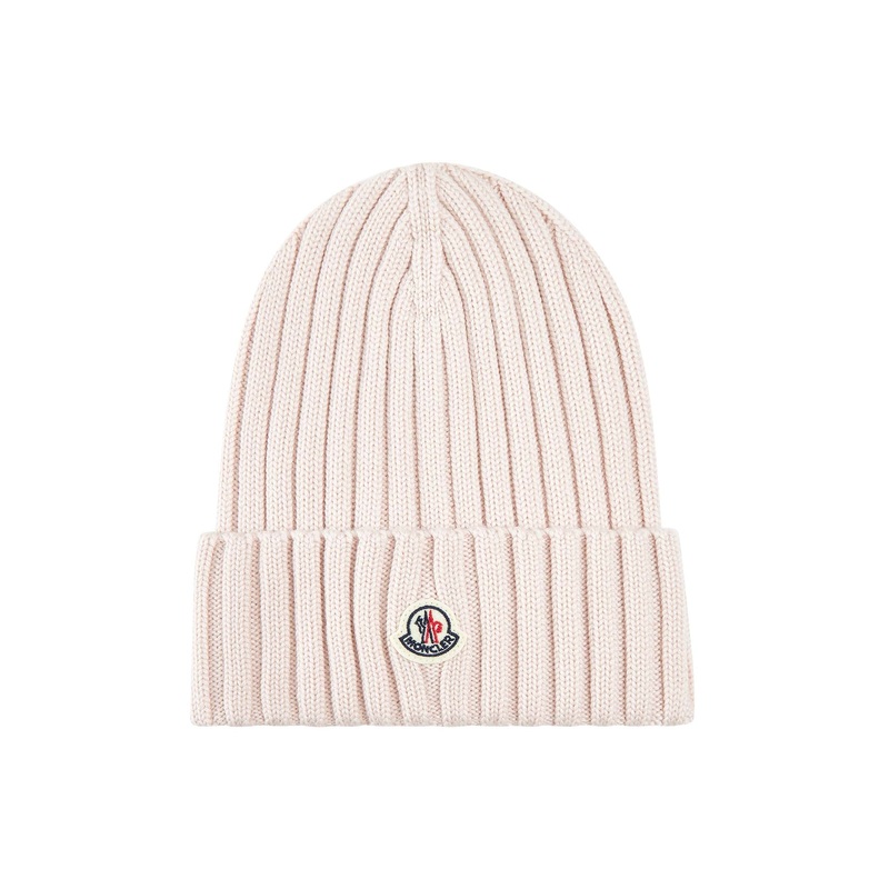 Pink wool logo patch beanie|PZ