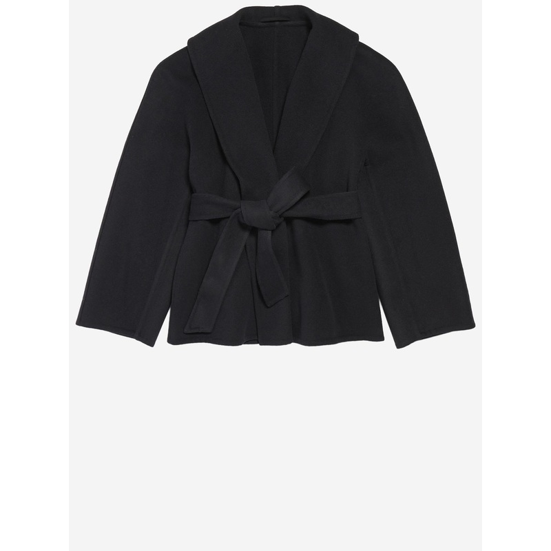 Short Wool Wrap Coat|Black|38|36
