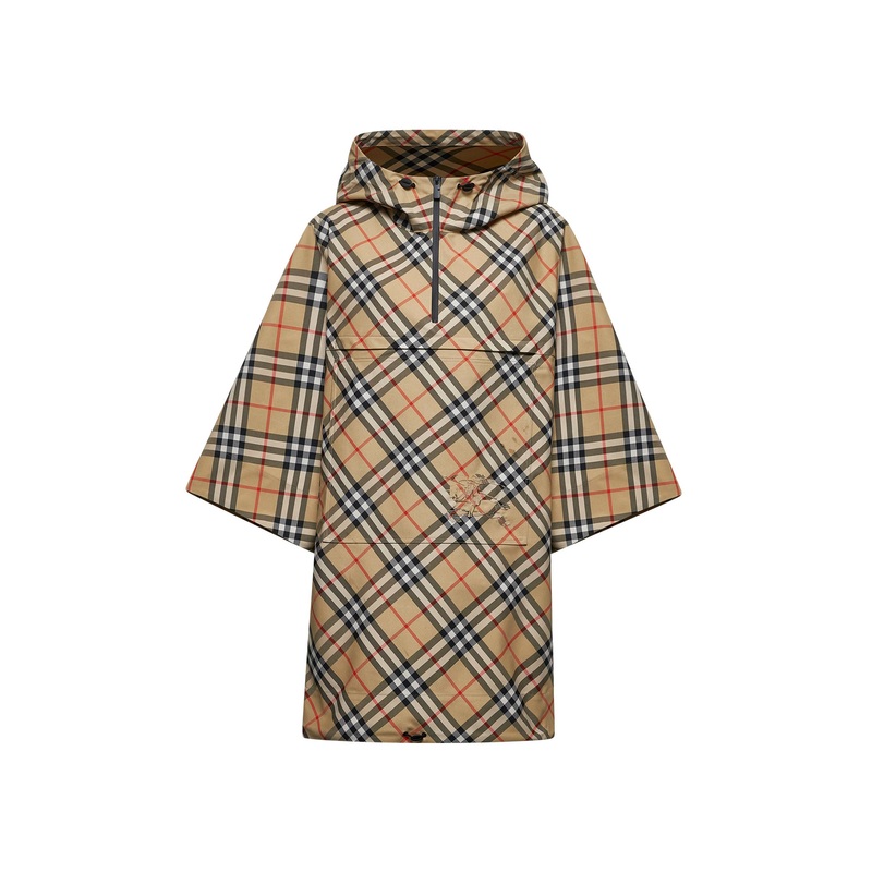 Beige Check waterproof poncho <BR/>