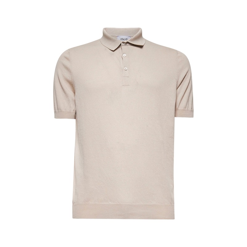 Beige cotton knit polo shirt|48|50|52|54|56