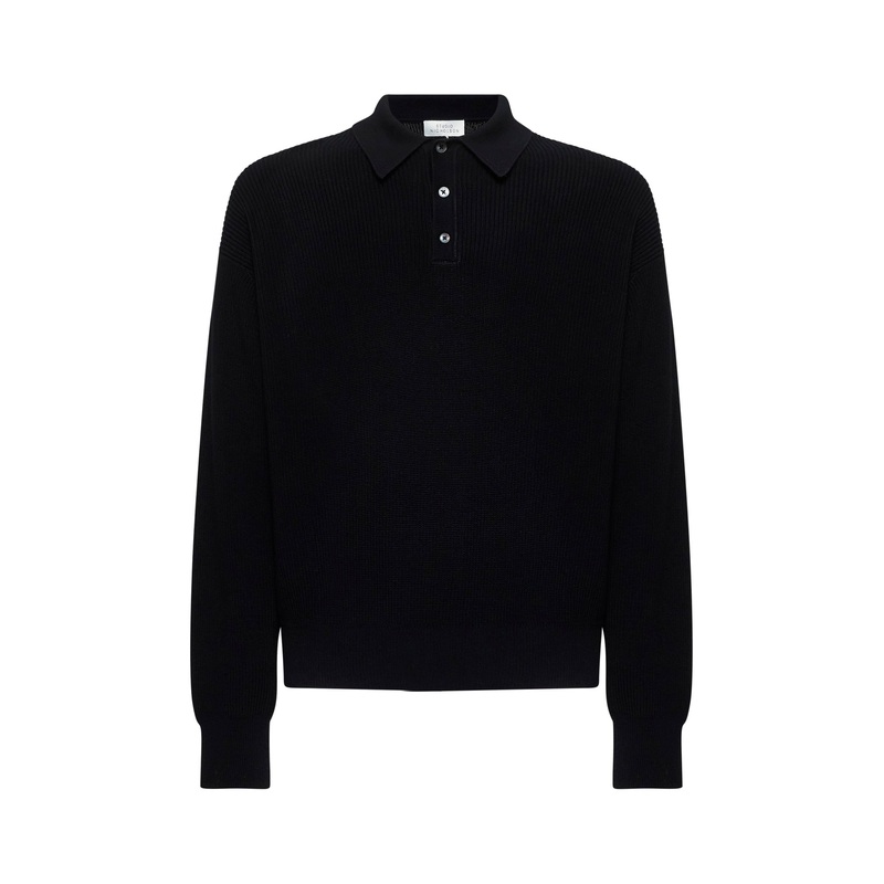 Blue cotton knit Bourne polo shirt