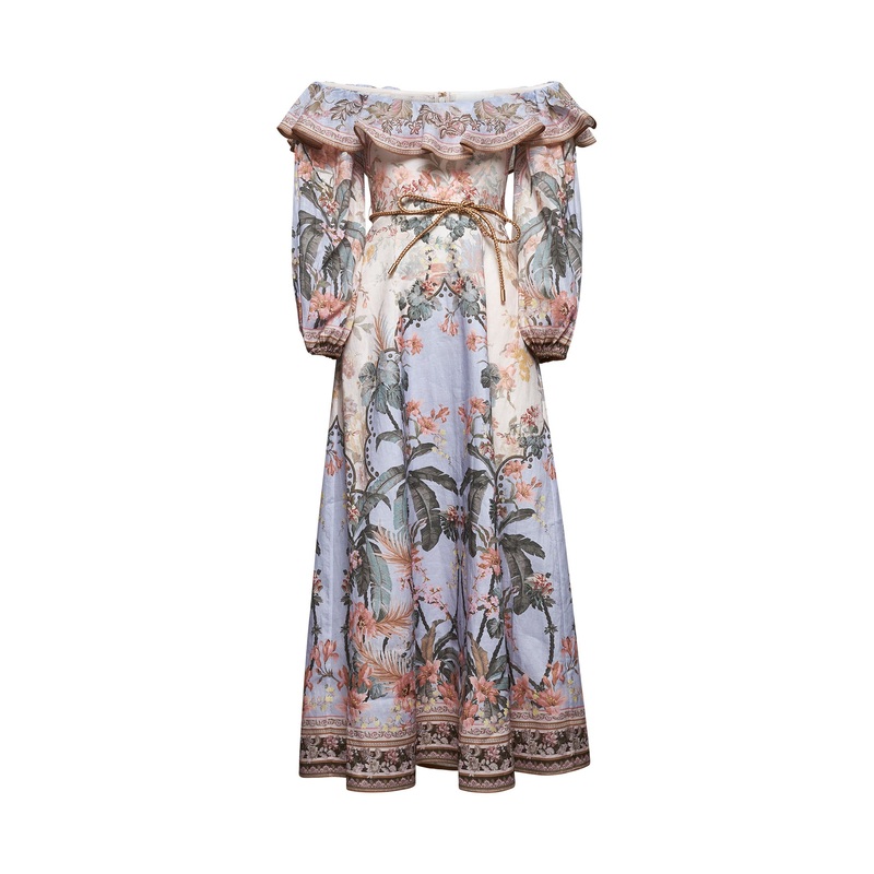 Blue floral Wylie midi dress|0|1|2